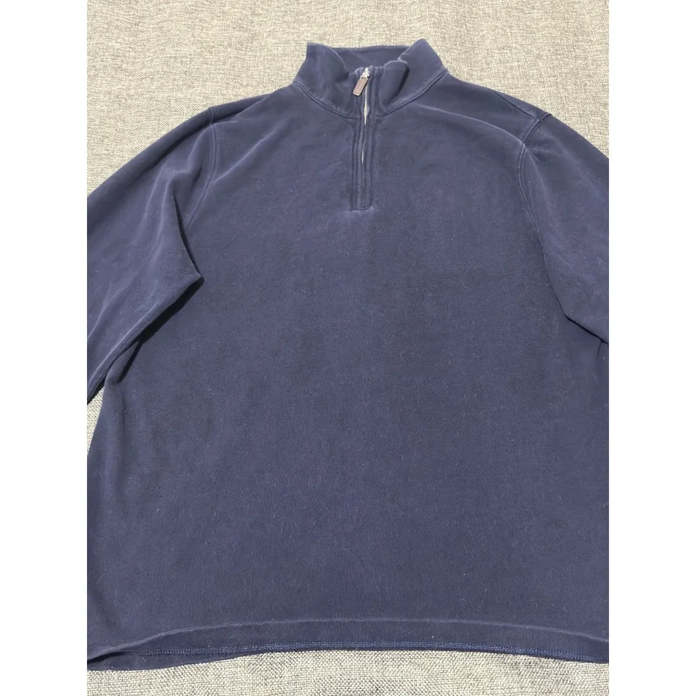 J.Crew Mens XL Pullover Navy Blue Quarter Zip Cotton Fleece